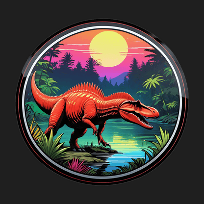 Dinosaur Jungle Sticker - Vibrant, Colorful Scene - Heat Press Transfer