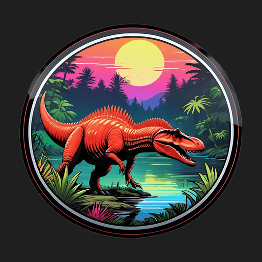 Dinosaur Jungle Sticker - Vibrant, Colorful Scene - Heat Press Transfer
