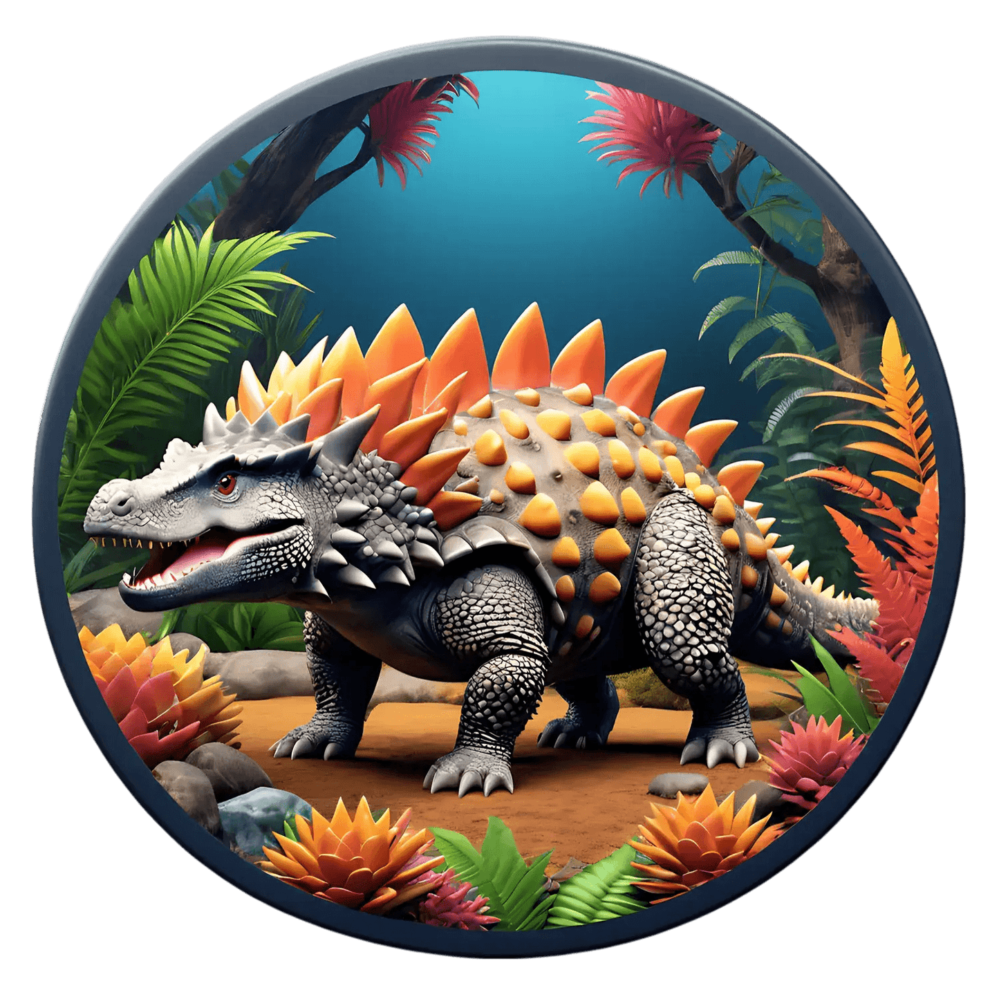 Dinosaur Jungle Sticker – Colorful Fantasy - Heat Press Transfer