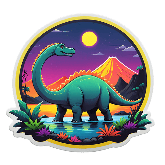 Dinosaur Lake Sunset - Sticker - Heat Press Transfer