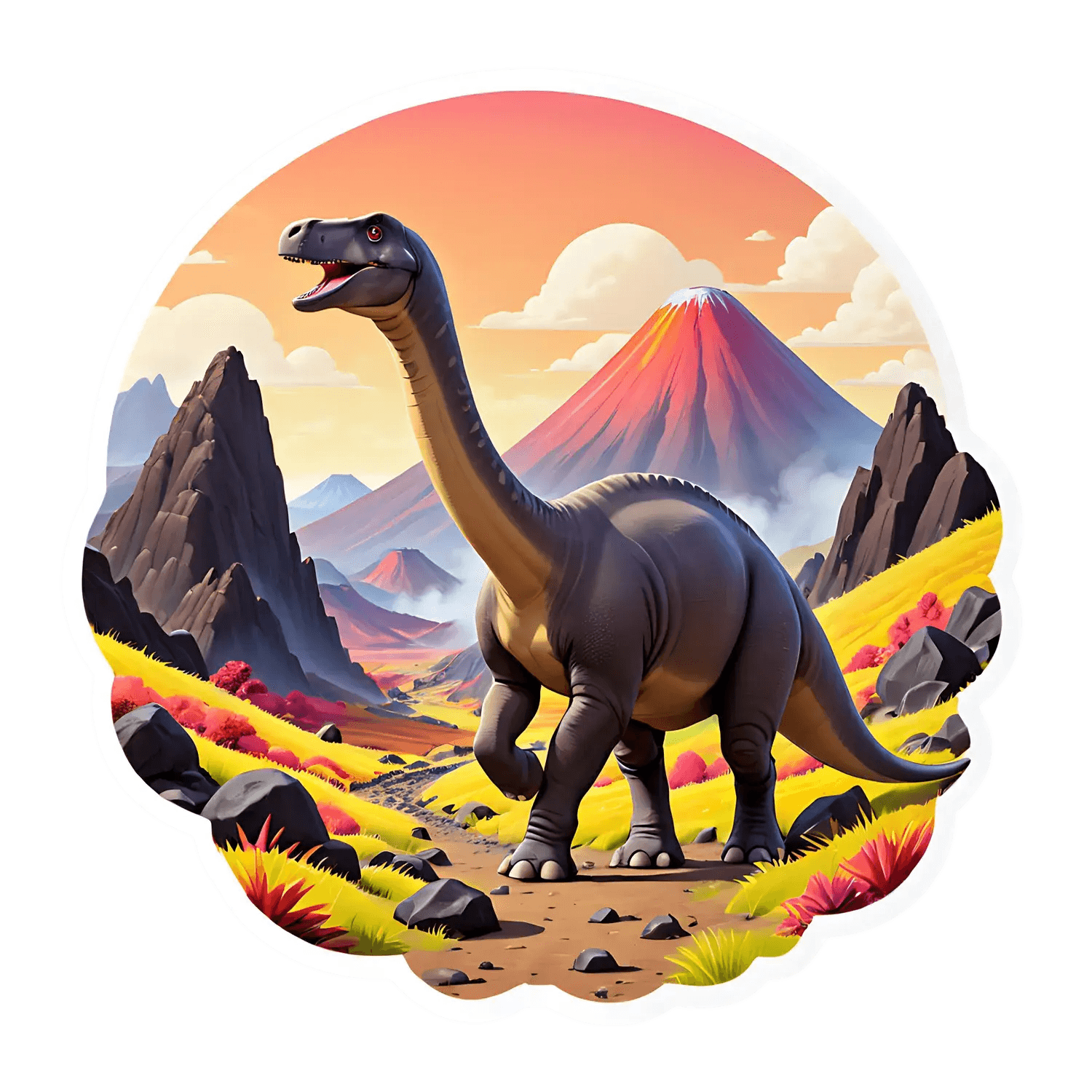Dinosaur Landscape - Sticker - Heat Press Transfer