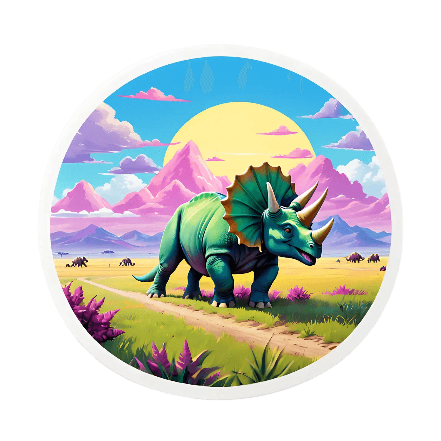 Dinosaur Landscape Sticker - Vibrant UV Print - Heat Press Transfer