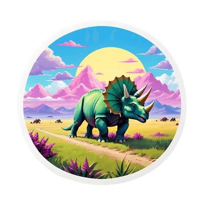 Dinosaur Landscape Sticker - Vibrant UV Print - Heat Press Transfer