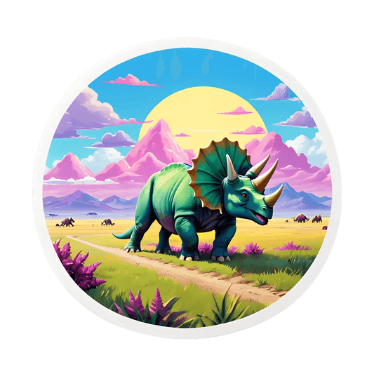 Dinosaur Landscape Sticker - Vibrant UV Print - Heat Press Transfer