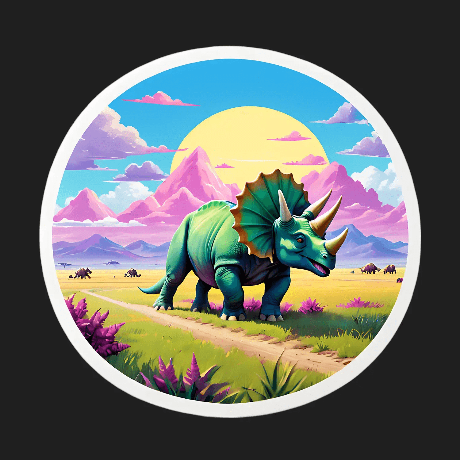 Dinosaur Landscape Sticker - Vibrant UV Print - Heat Press Transfer