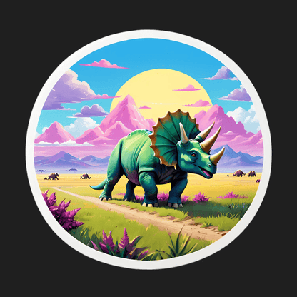 Dinosaur Landscape Sticker - Vibrant UV Print - Heat Press Transfer