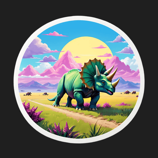 Dinosaur Landscape Sticker - Vibrant UV Print - Heat Press Transfer