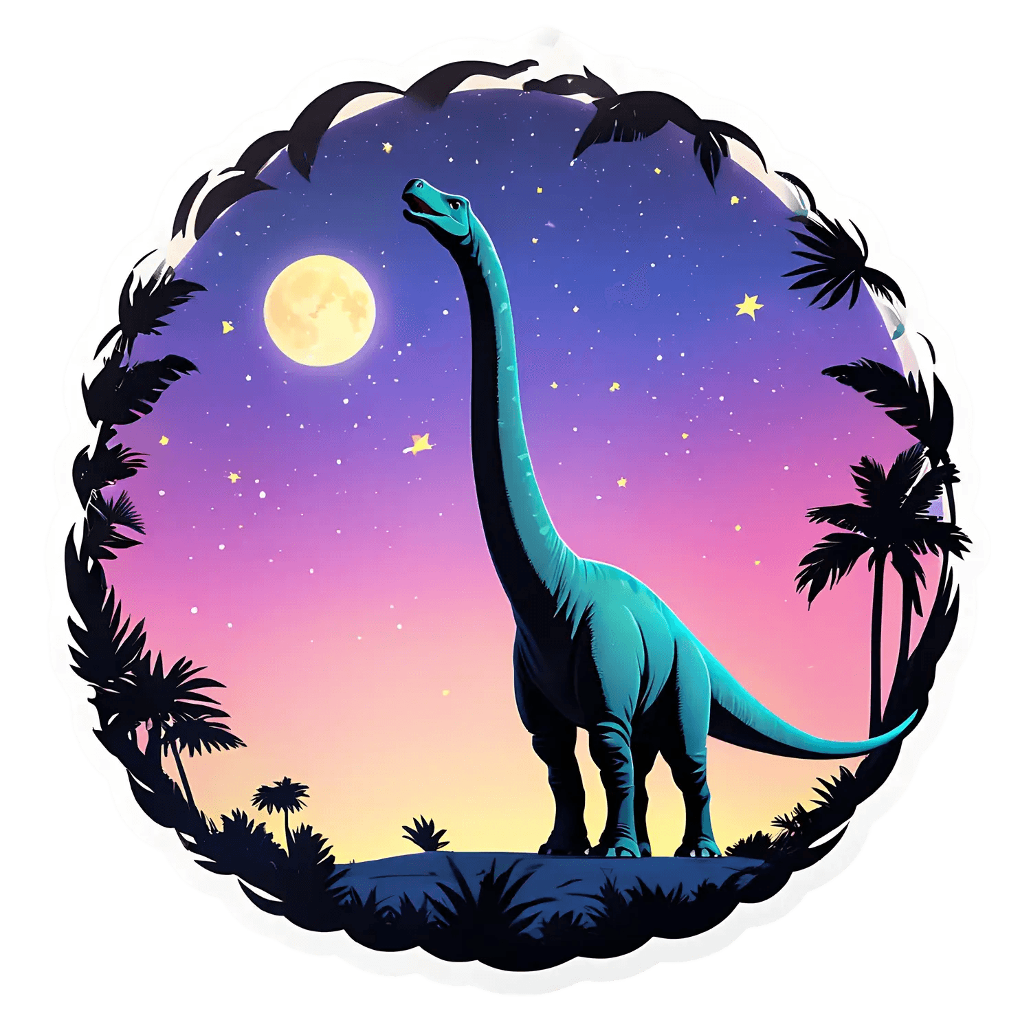 Dinosaur Moonlight - Sticker - Heat Press Transfer