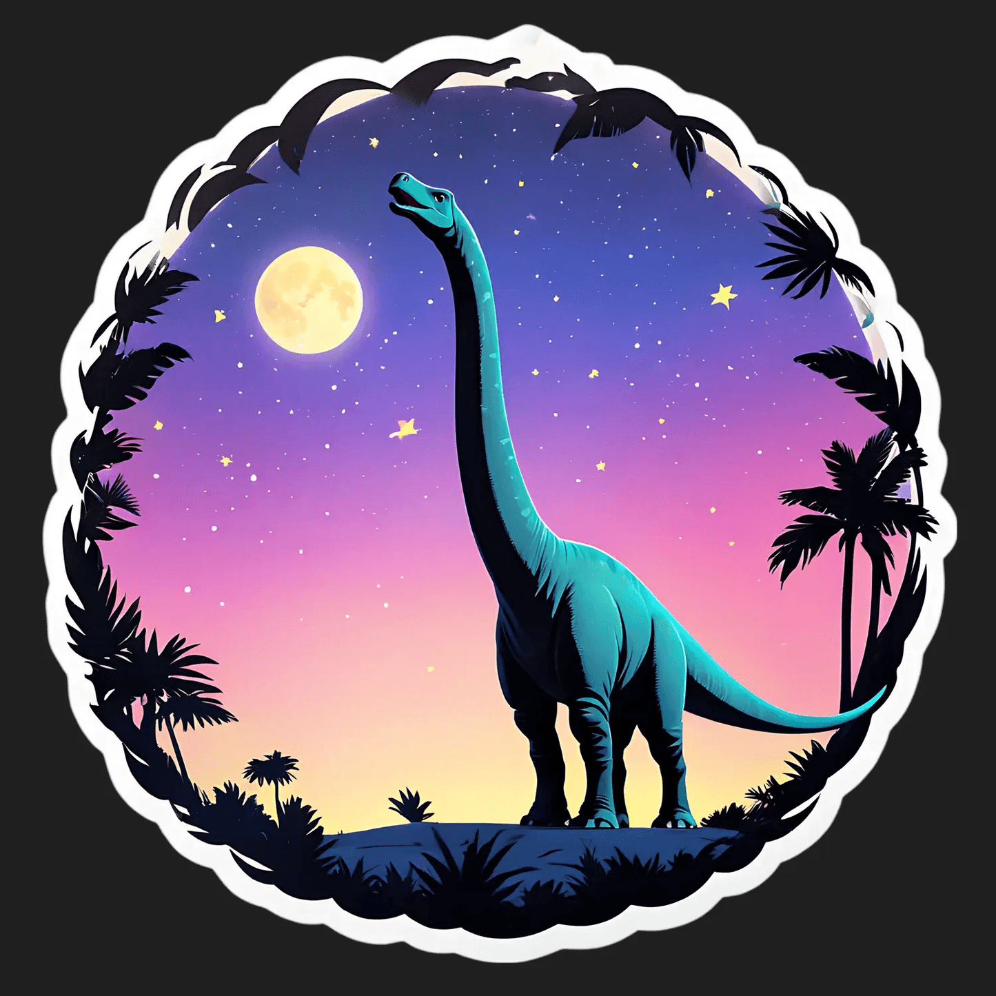 Dinosaur Moonlight - Sticker - Heat Press Transfer