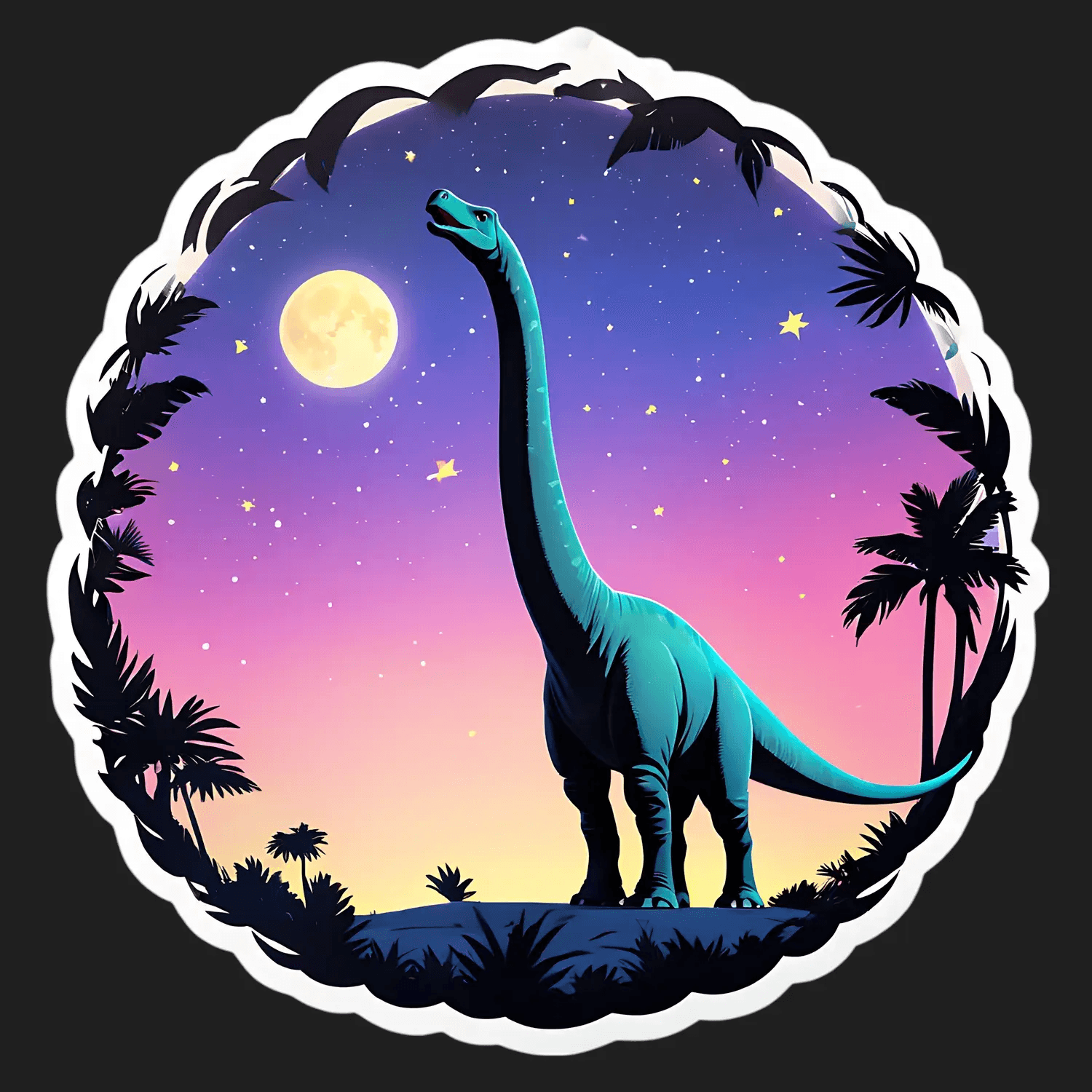 Dinosaur Moonlight - Sticker - Heat Press Transfer
