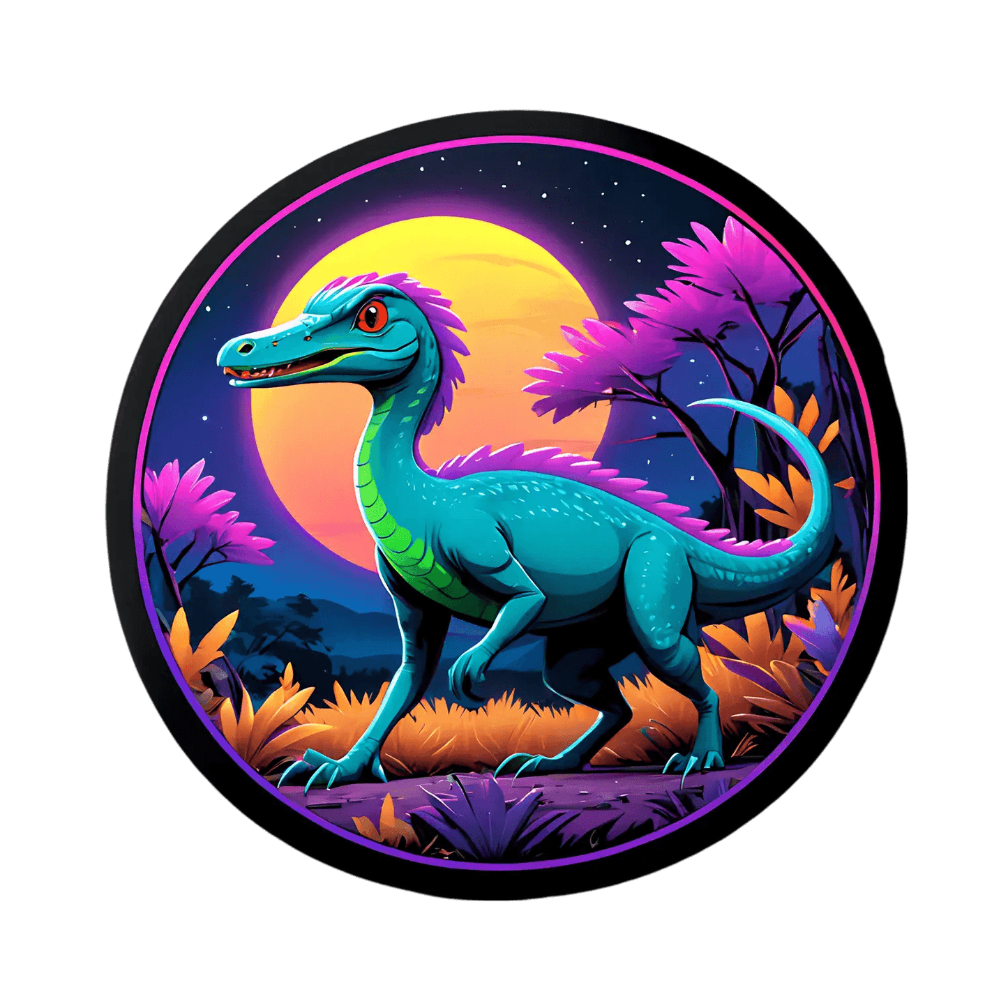 Dinosaur Moonlight - Vibrant Sticker - Heat Press Transfer