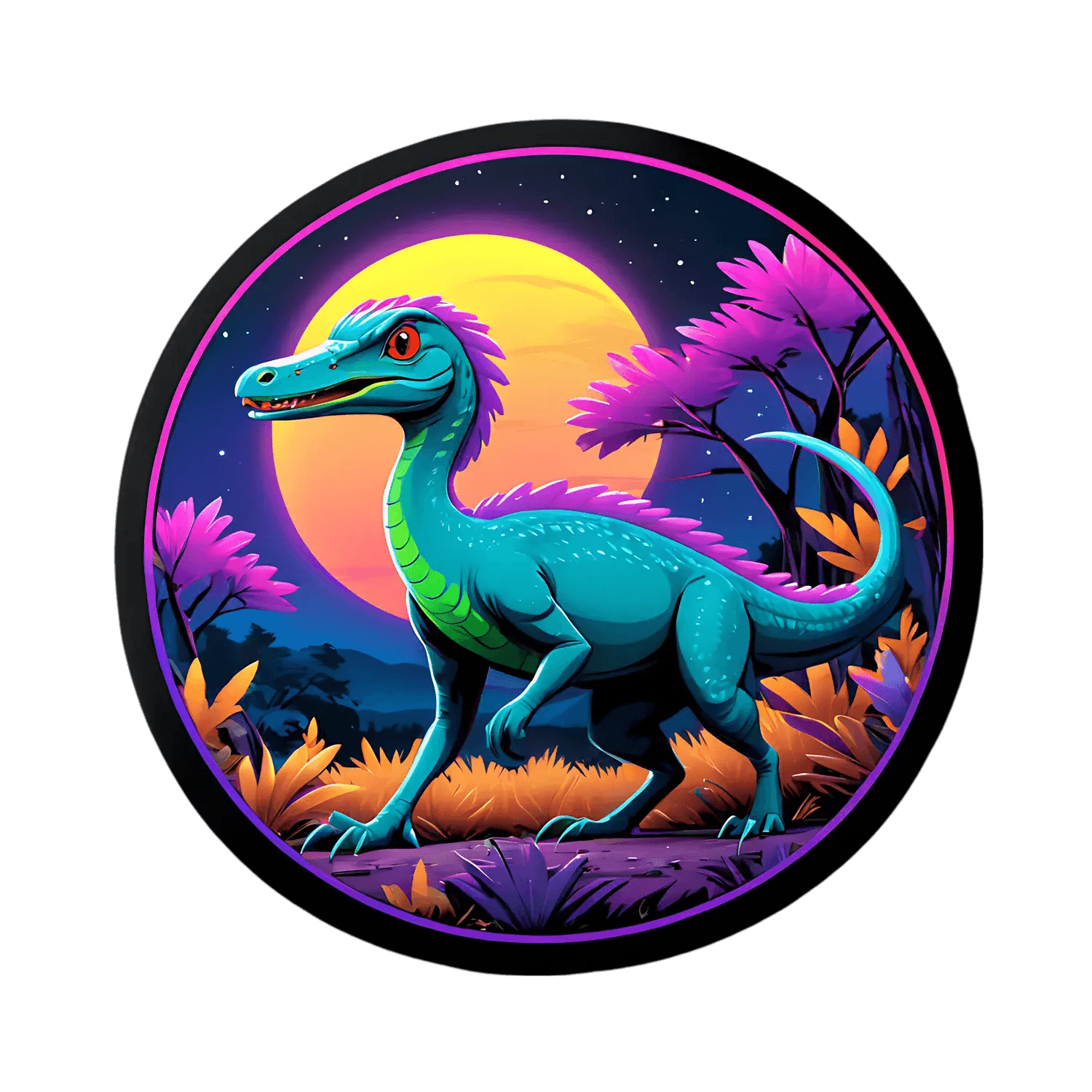 Dinosaur Moonlight - Vibrant Sticker - Heat Press Transfer