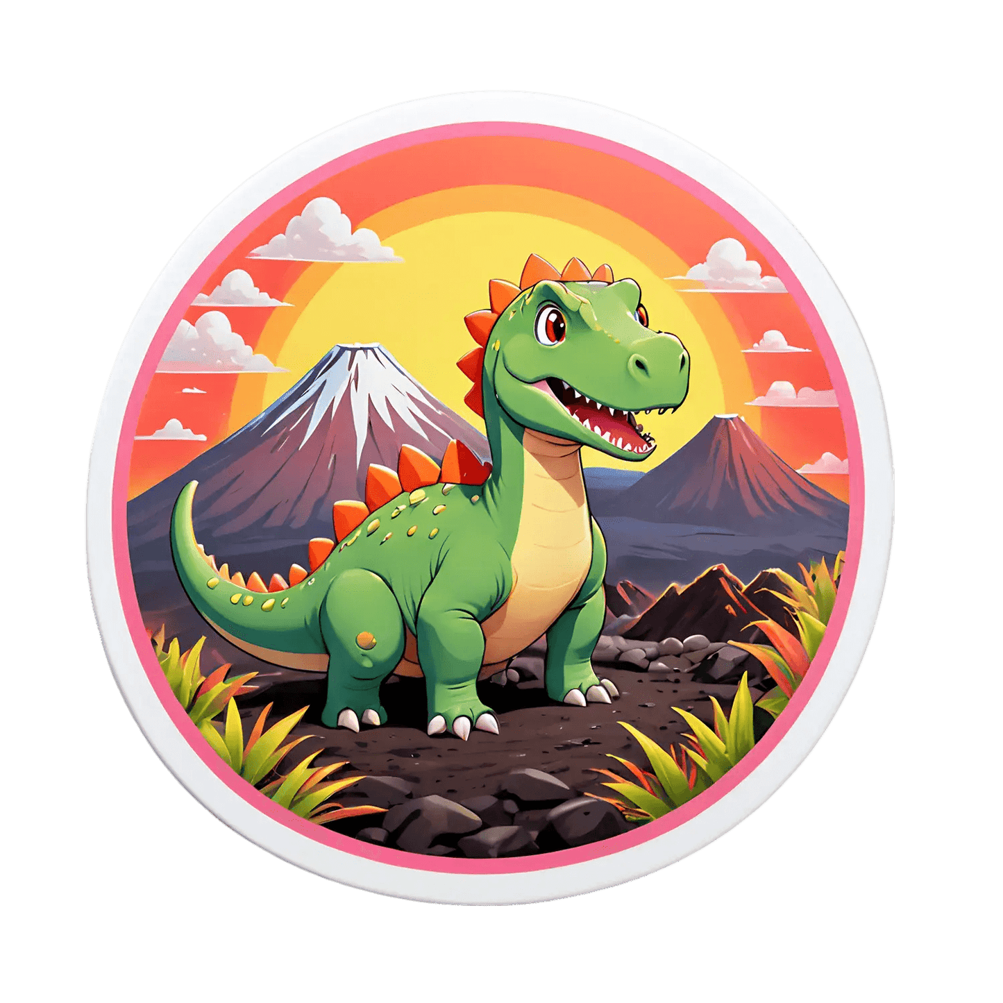 Dinosaur Mountain Sticker - UV DTF Print - Heat Press Transfer