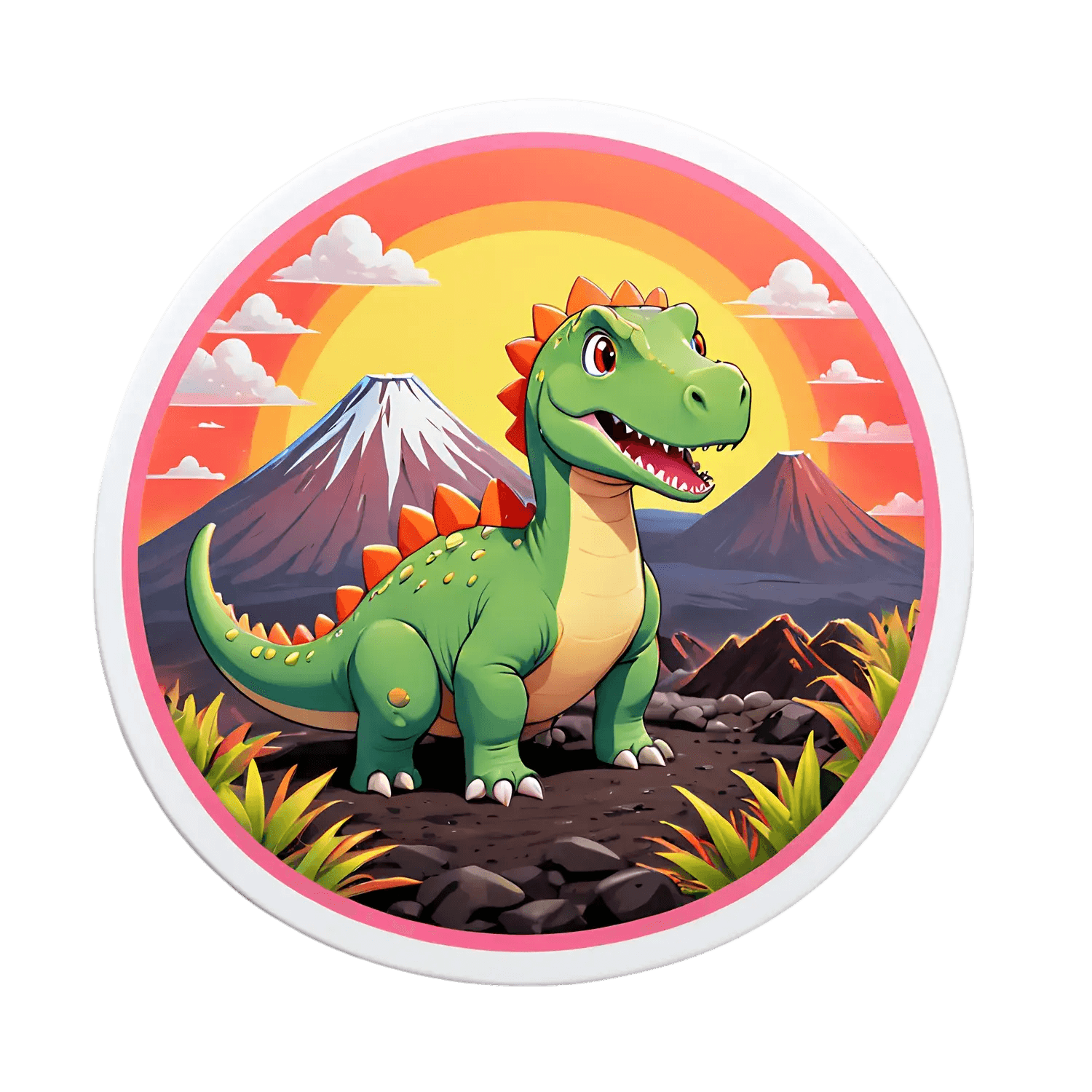 Dinosaur Mountain Sticker - UV DTF Print - Heat Press Transfer