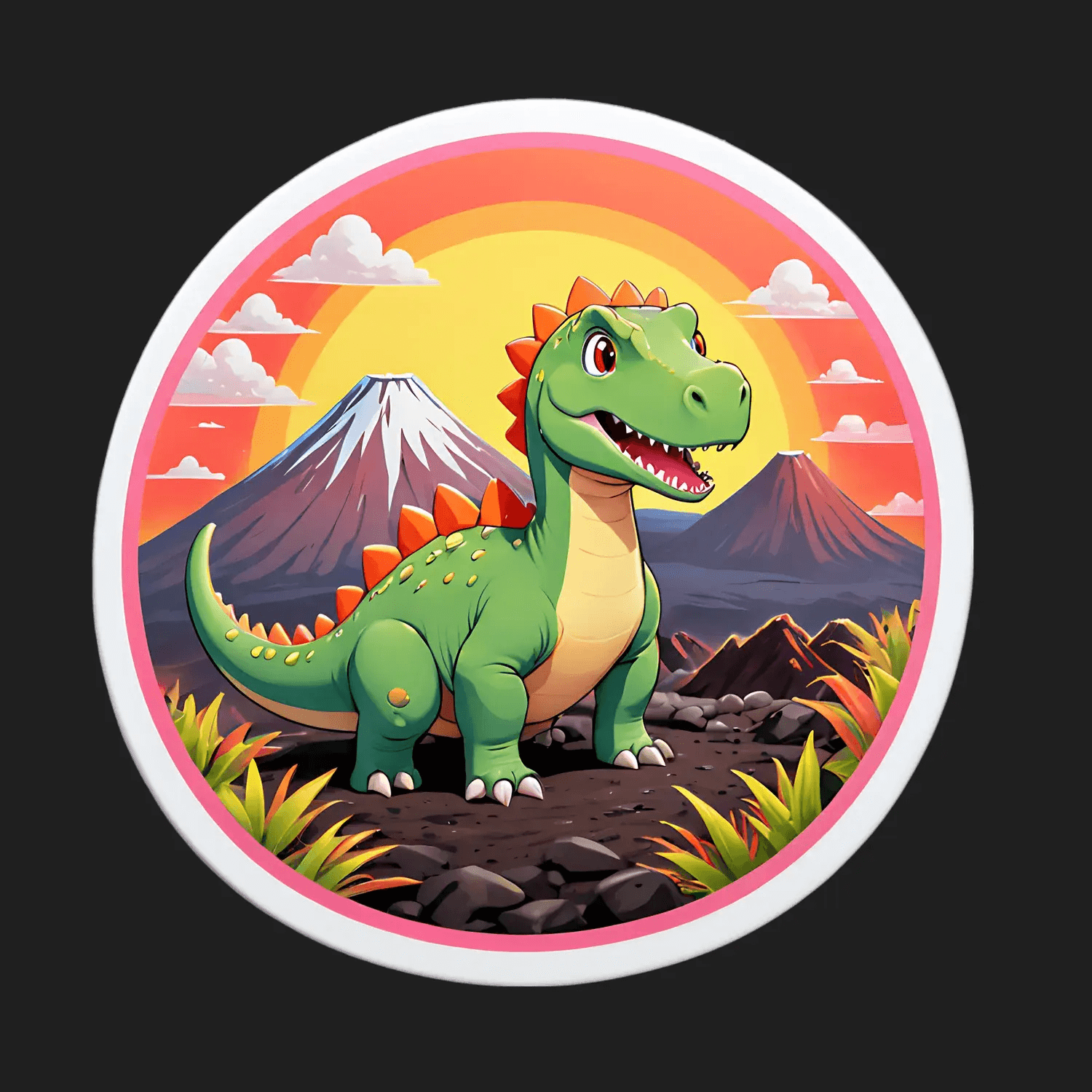 Dinosaur Mountain Sticker - UV DTF Print - Heat Press Transfer