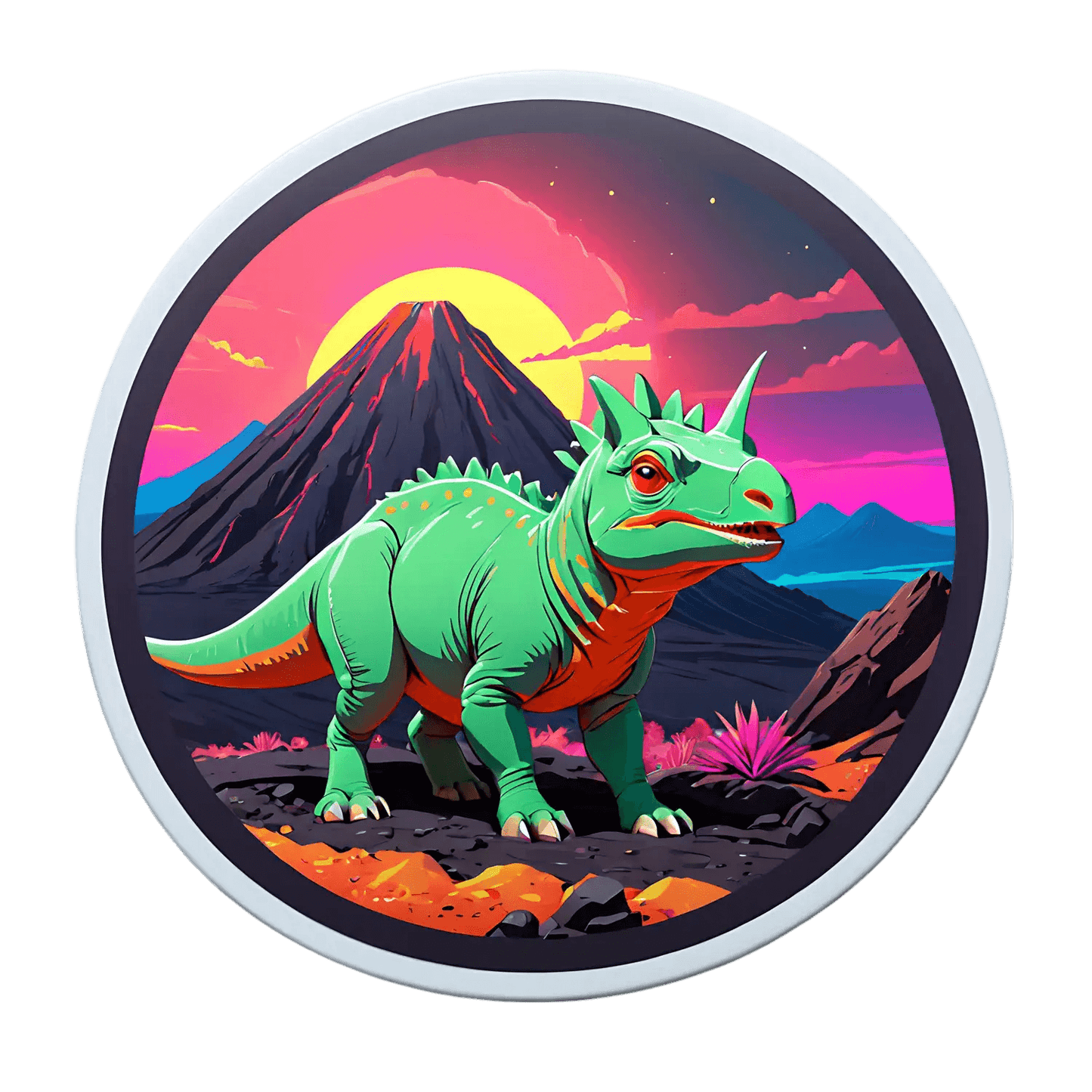 Dinosaur Mountain Sunset - Sticker - Heat Press Transfer