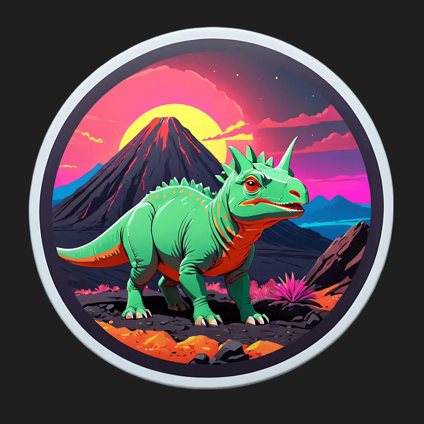Dinosaur Mountain Sunset - Sticker - Heat Press Transfer