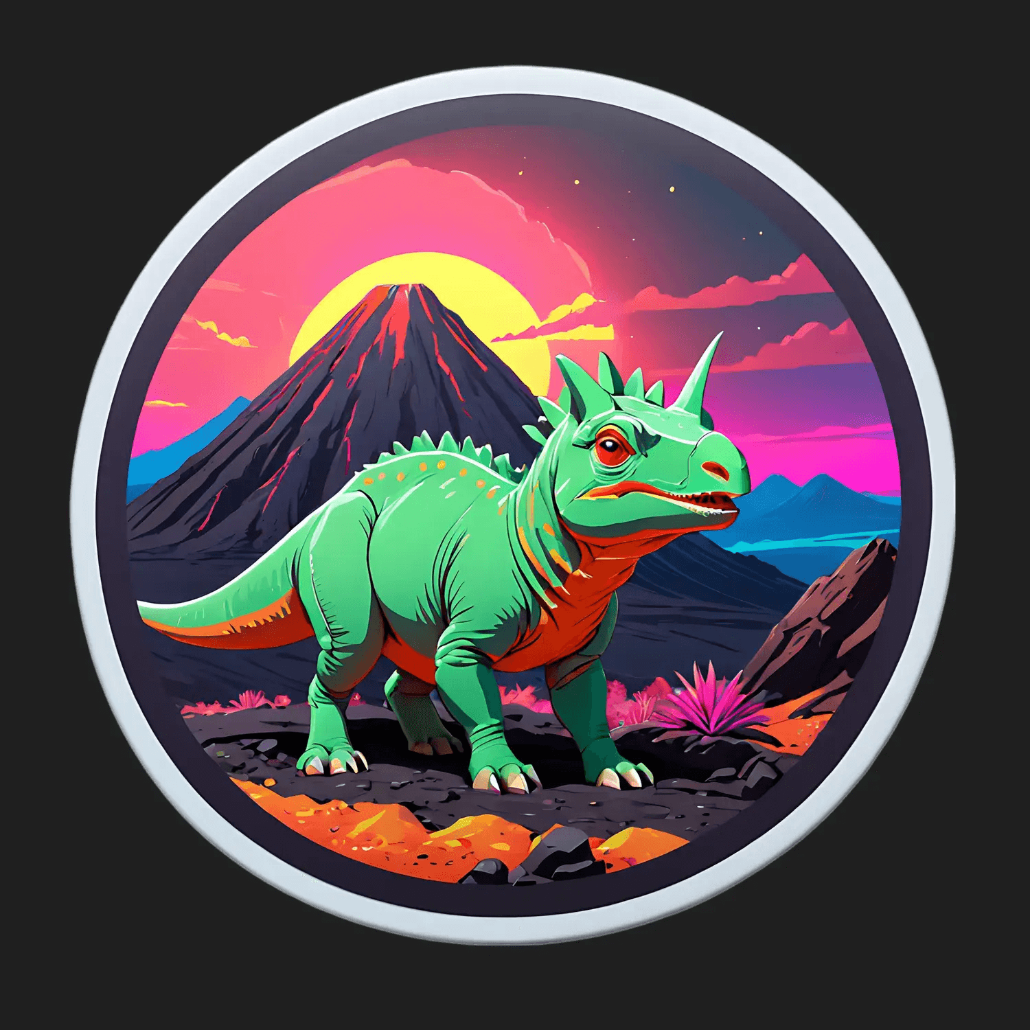Dinosaur Mountain Sunset - Sticker - Heat Press Transfer