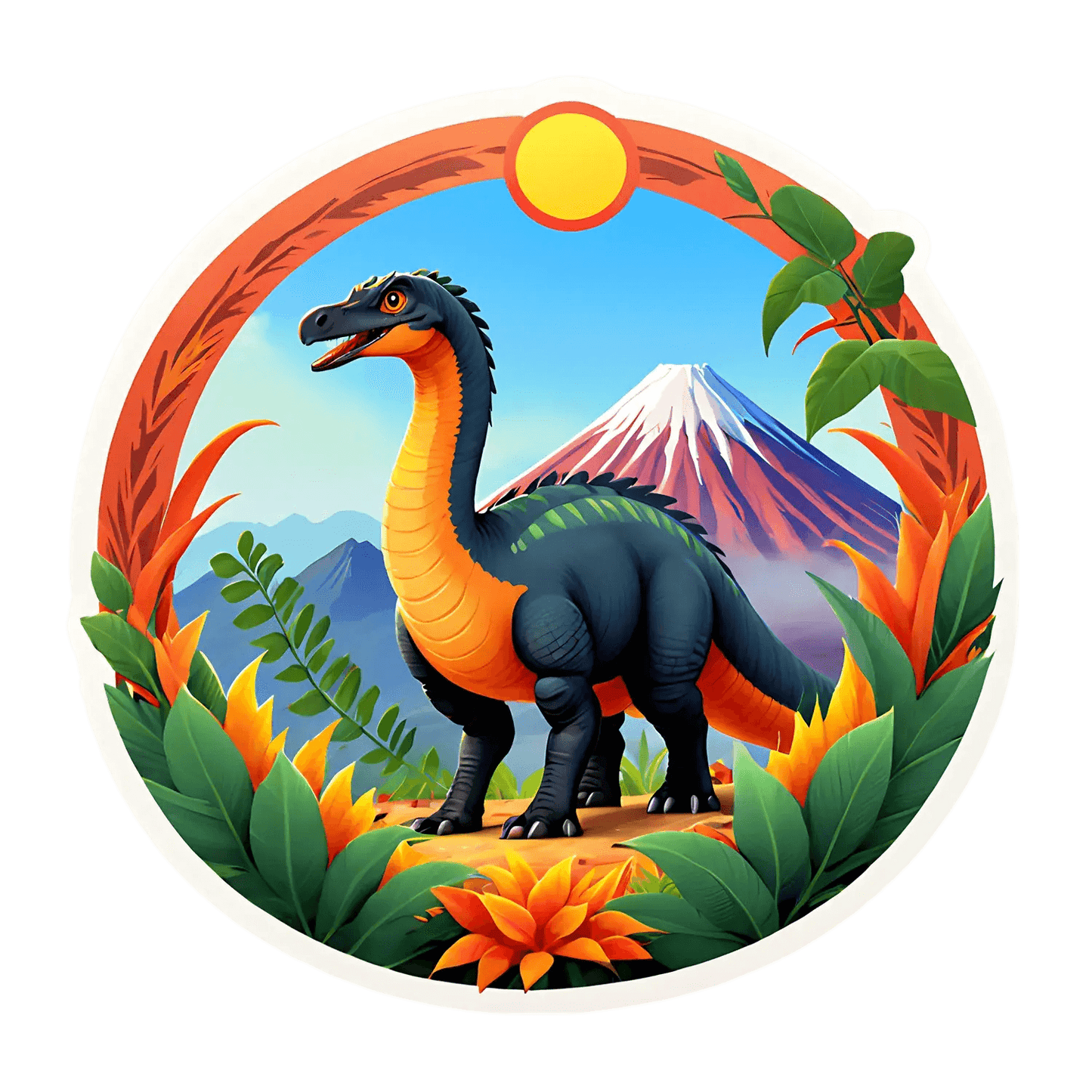 Dinosaur Mountain View - Sticker - Heat Press Transfer