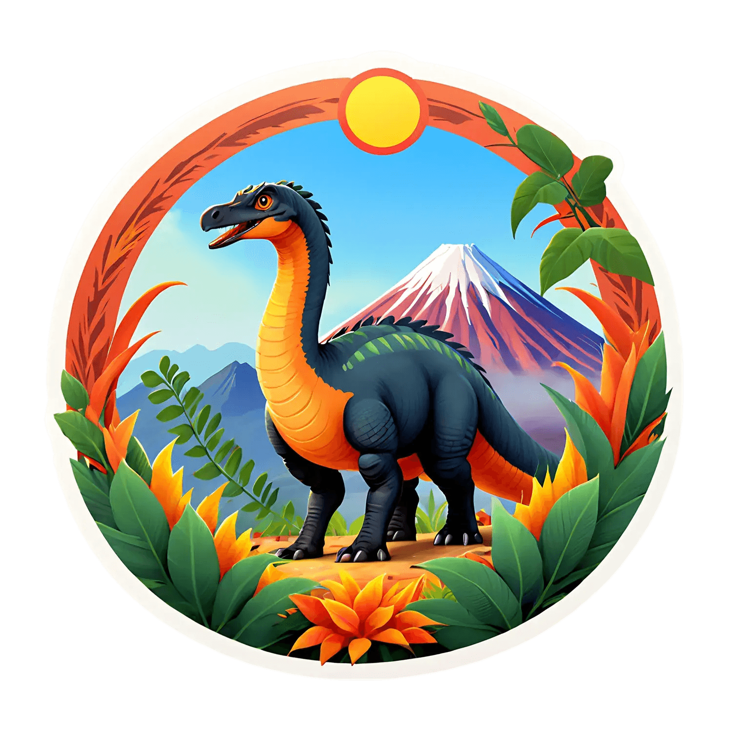 Dinosaur Mountain View - Sticker - Heat Press Transfer