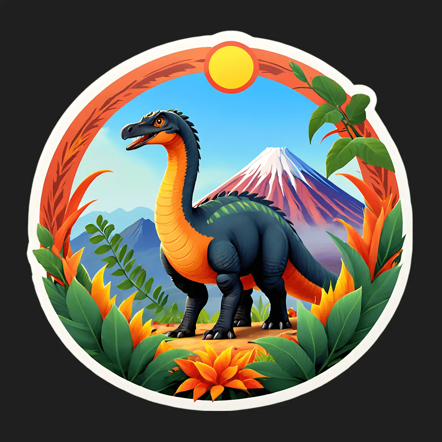 Dinosaur Mountain View - Sticker - Heat Press Transfer