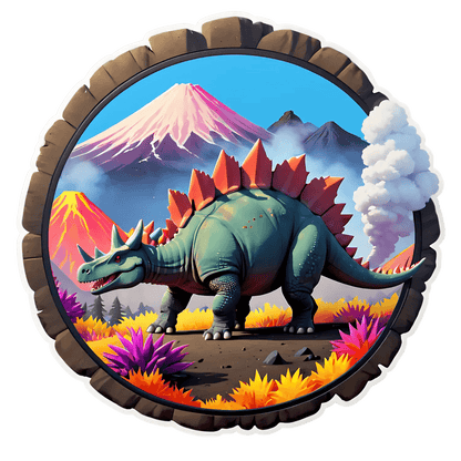 Dinosaur Mountain - Volcanic Sticker - Heat Press Transfer