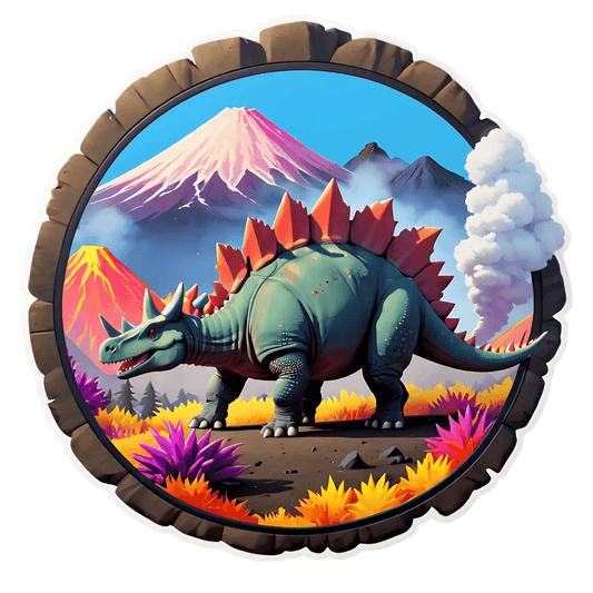 Dinosaur Mountain - Volcanic Sticker - Heat Press Transfer