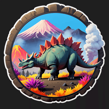 Dinosaur Mountain - Volcanic Sticker - Heat Press Transfer