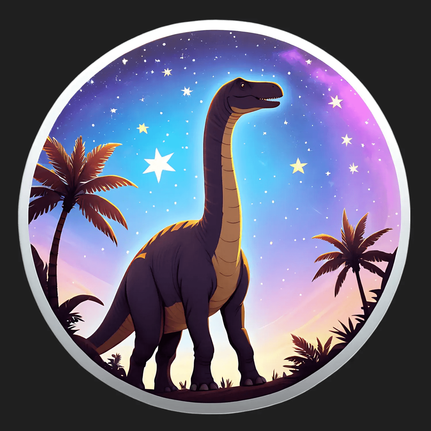 Dinosaur Night Sky - Sticker - Heat Press Transfer