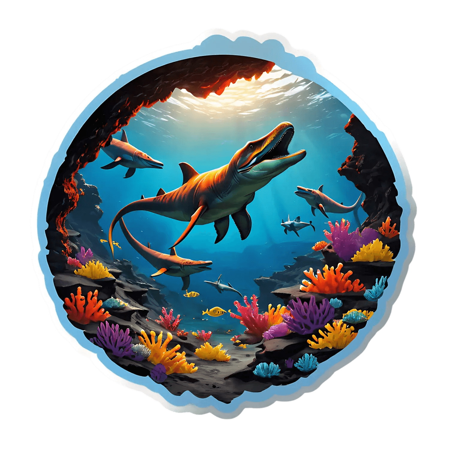 Dinosaur Ocean Scene - Sticker - Heat Press Transfer