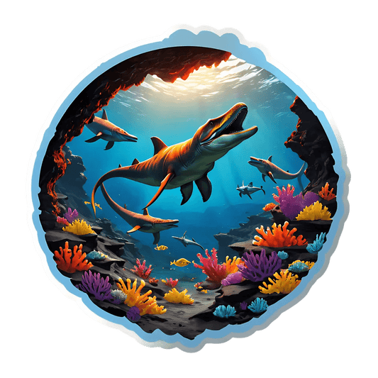 Dinosaur Ocean Scene - Sticker - Heat Press Transfer