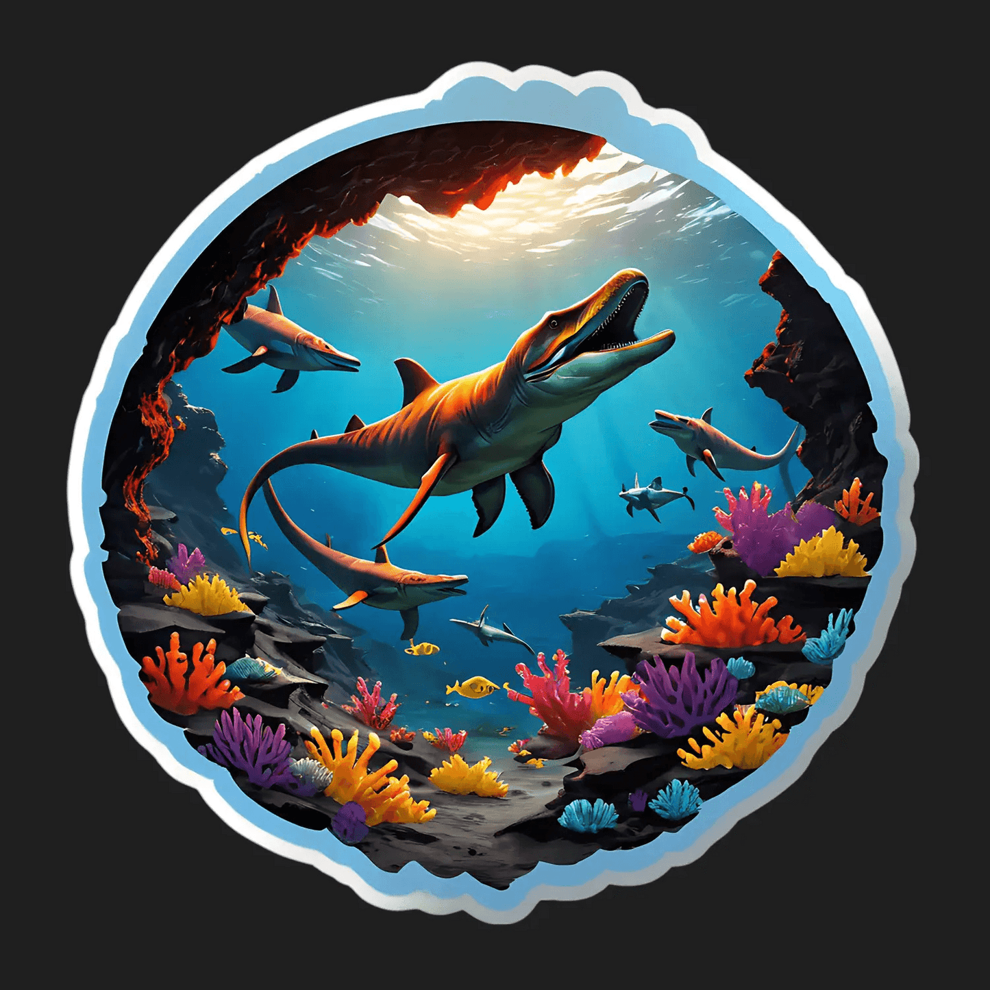 Dinosaur Ocean Scene - Sticker - Heat Press Transfer