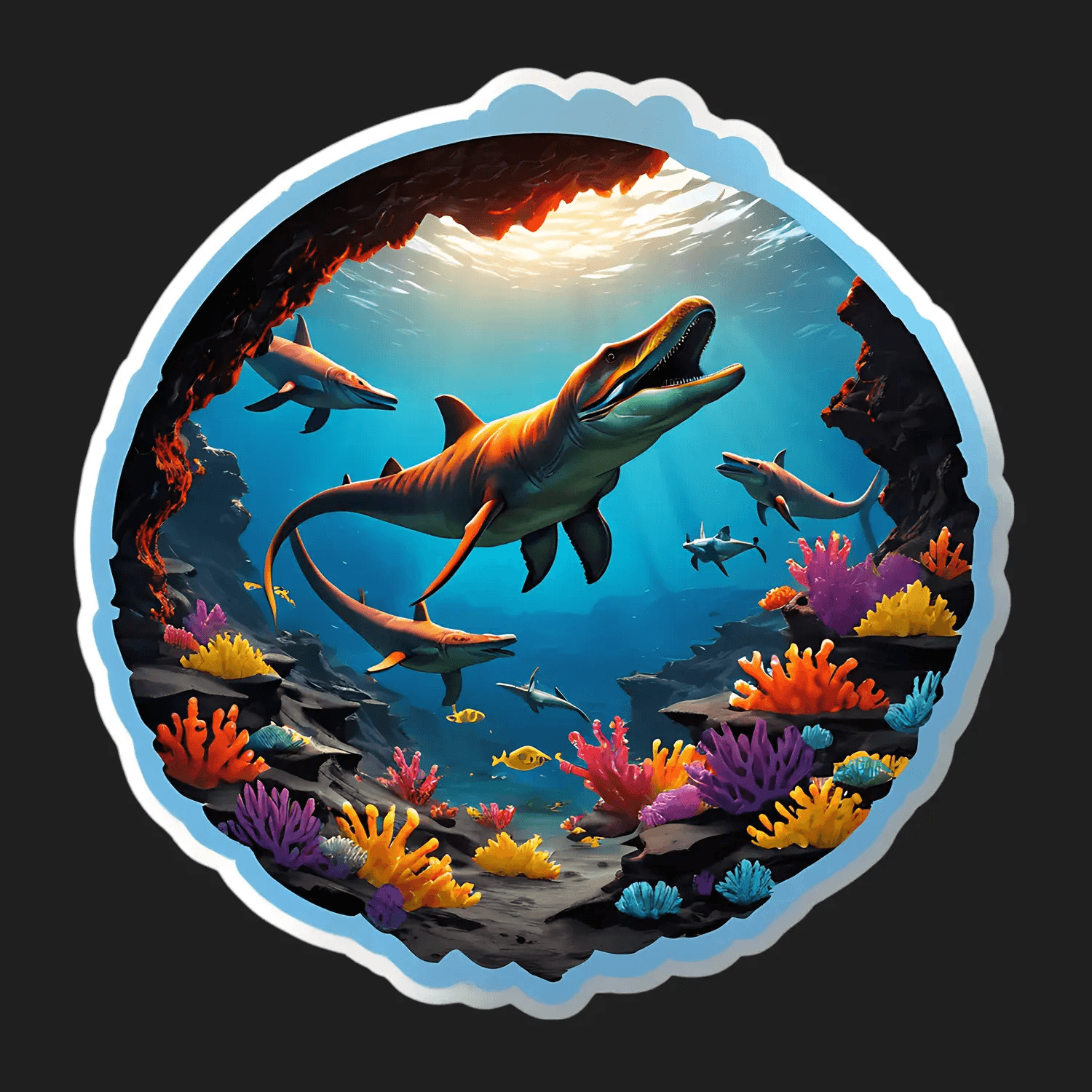 Dinosaur Ocean Scene - Sticker - Heat Press Transfer