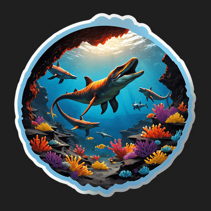 Dinosaur Ocean Scene - Sticker - Heat Press Transfer