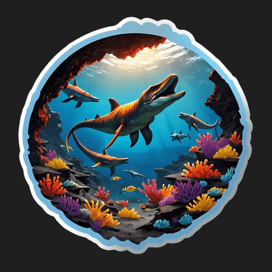 Dinosaur Ocean Scene - Sticker - Heat Press Transfer