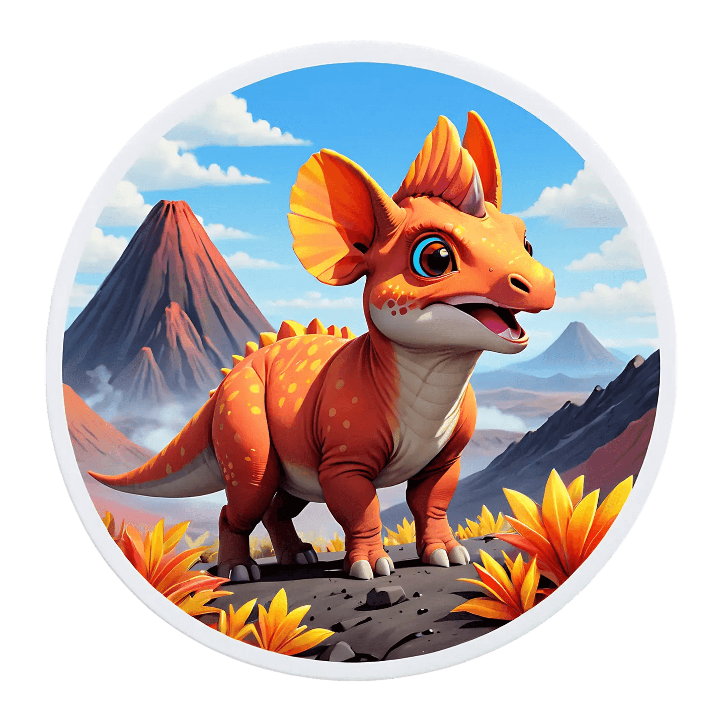 Dinosaur Orange - Cute Sticker - Heat Press Transfer