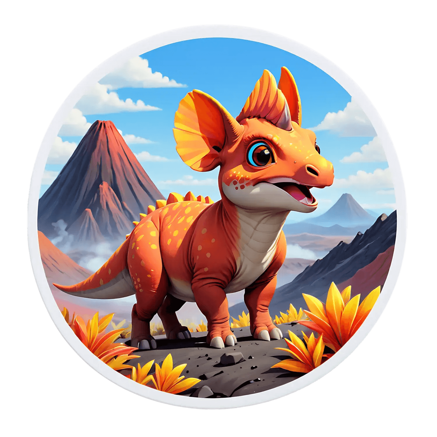 Dinosaur Orange - Cute Sticker - Heat Press Transfer