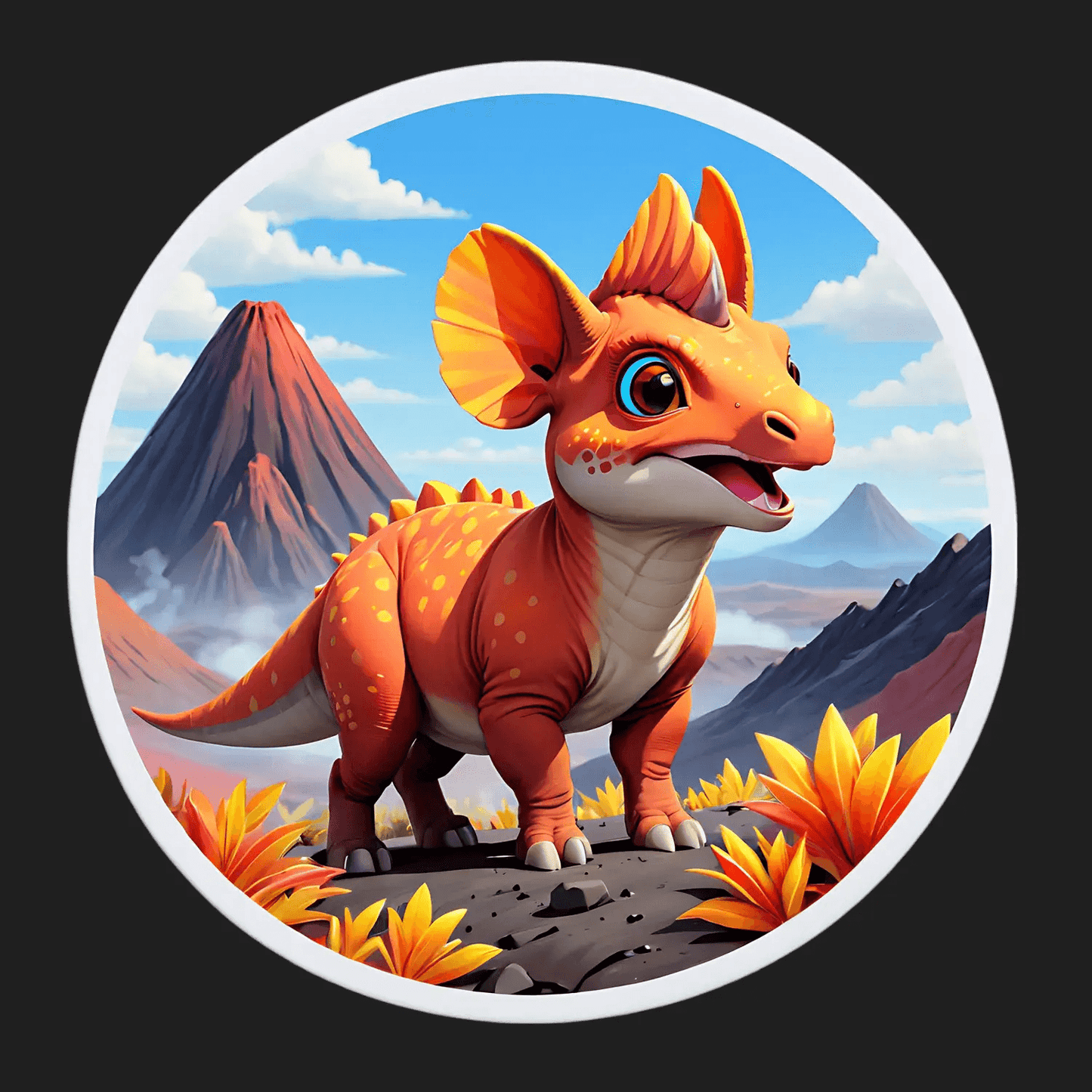 Dinosaur Orange - Cute Sticker - Heat Press Transfer