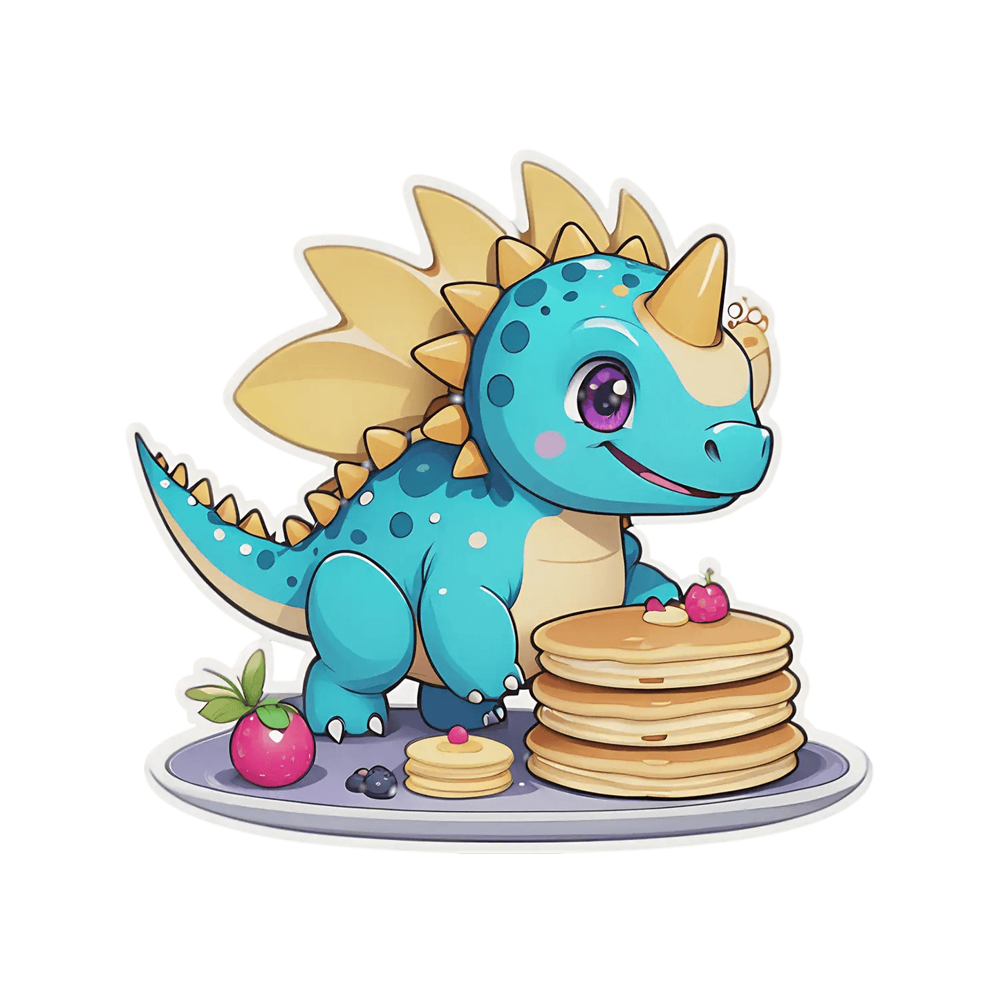 Dinosaur Pancake Sticker - Cute Decorative Decal - Heat Press Transfer