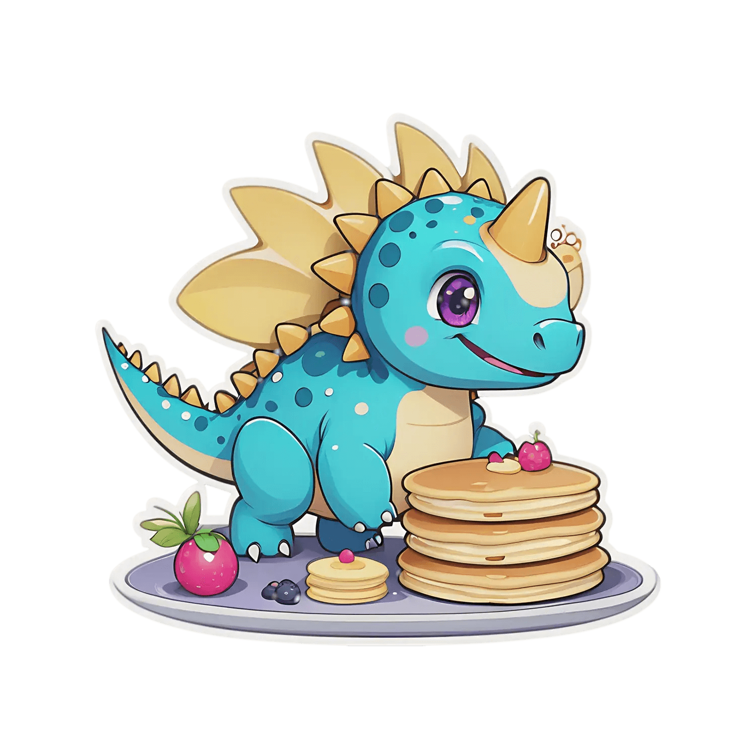 Dinosaur Pancake Sticker - Cute Decorative Decal - Heat Press Transfer