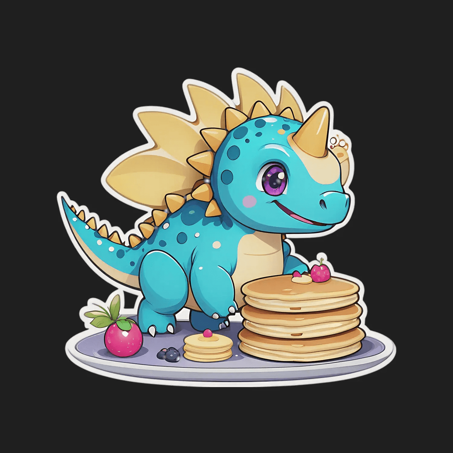 Dinosaur Pancake Sticker - Cute Decorative Decal - Heat Press Transfer
