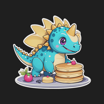 Dinosaur Pancake Sticker - Cute Decorative Decal - Heat Press Transfer
