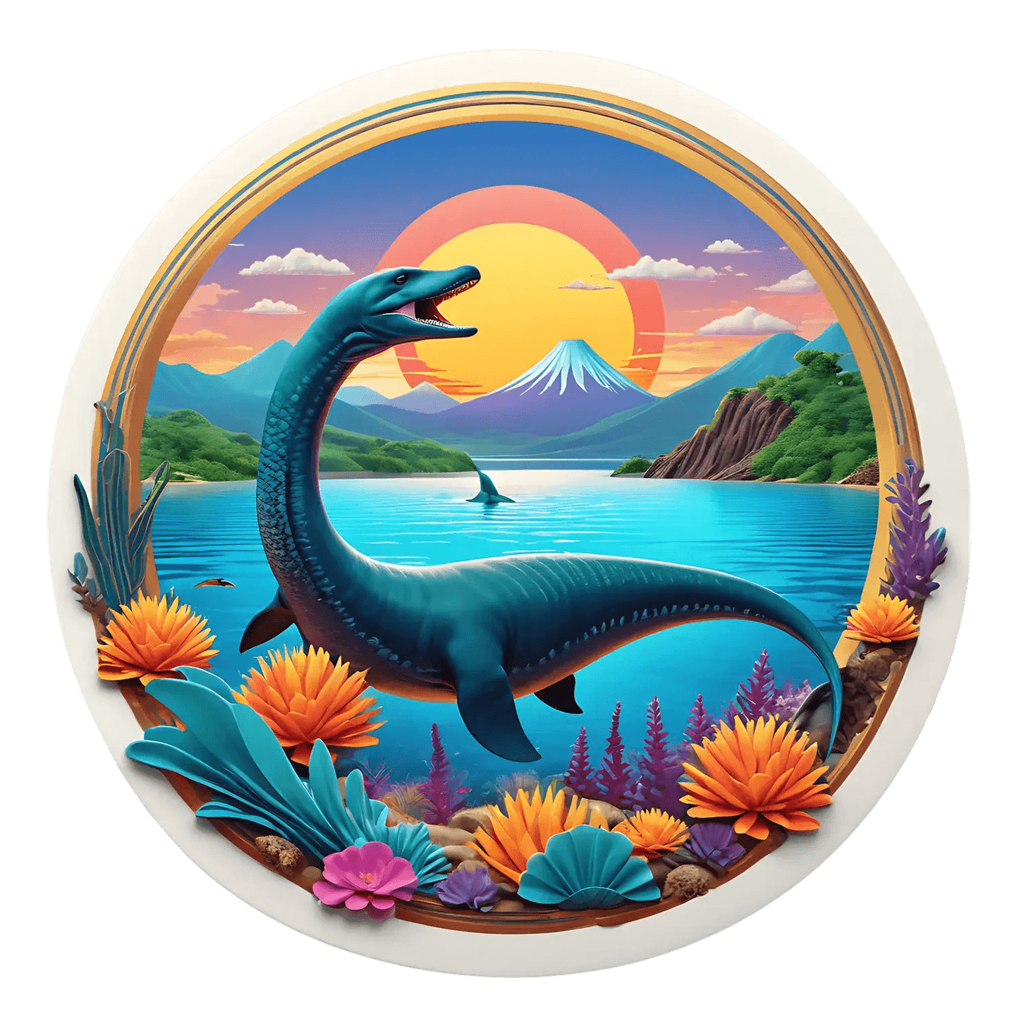 Dinosaur Paradise - Ocean View Sticker - Heat Press Transfer