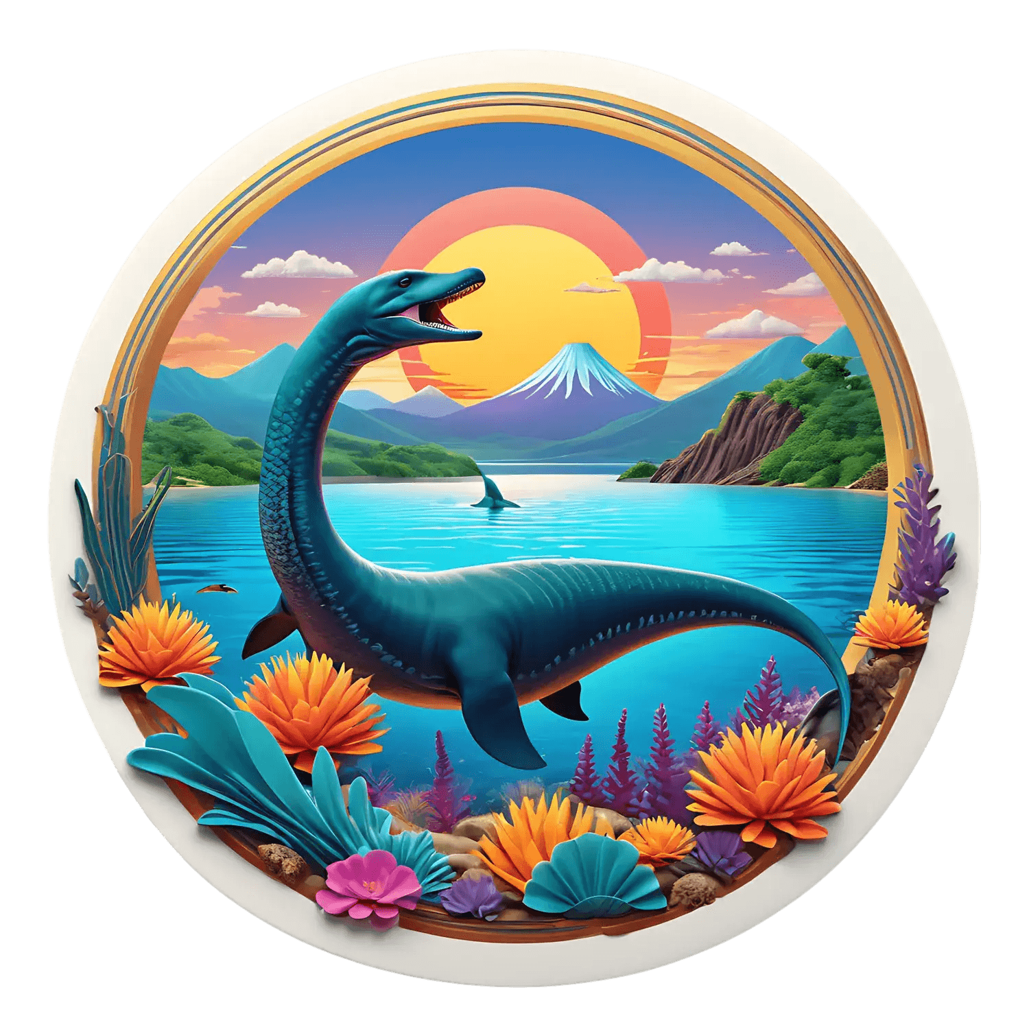 Dinosaur Paradise - Ocean View Sticker - Heat Press Transfer