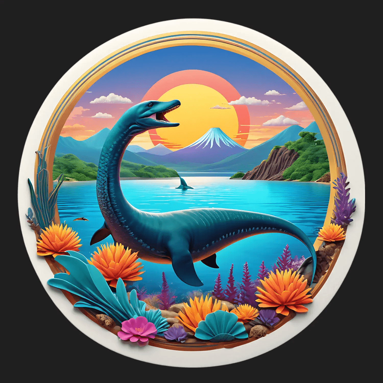 Dinosaur Paradise - Ocean View Sticker - Heat Press Transfer