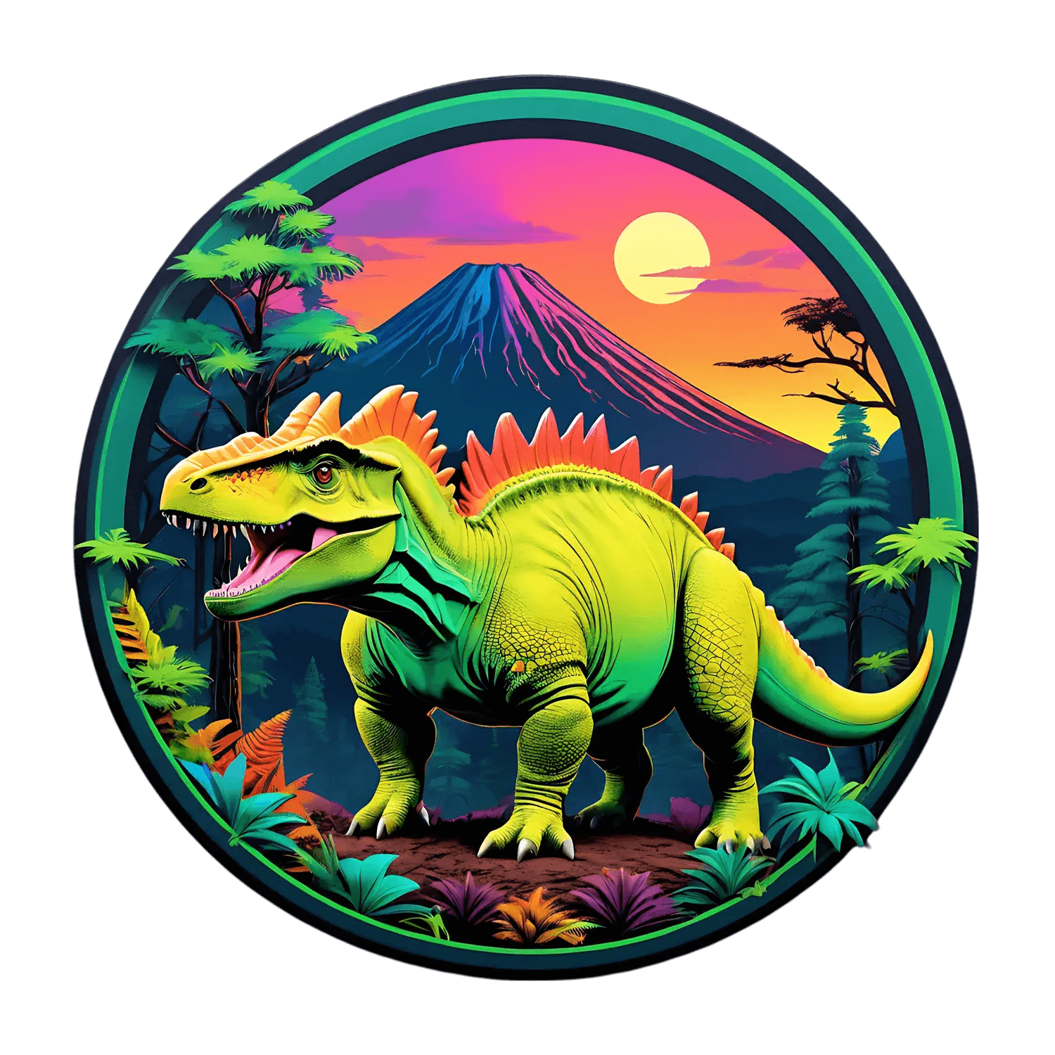 Dinosaur Paradise Sticker - Colorful UV DTF - Heat Press Transfer