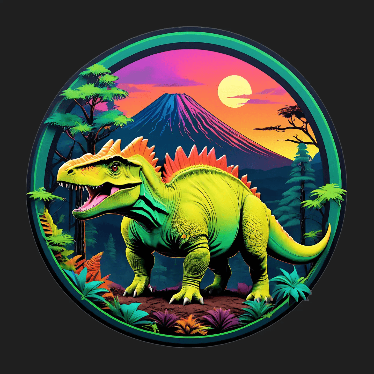 Dinosaur Paradise Sticker - Colorful UV DTF - Heat Press Transfer