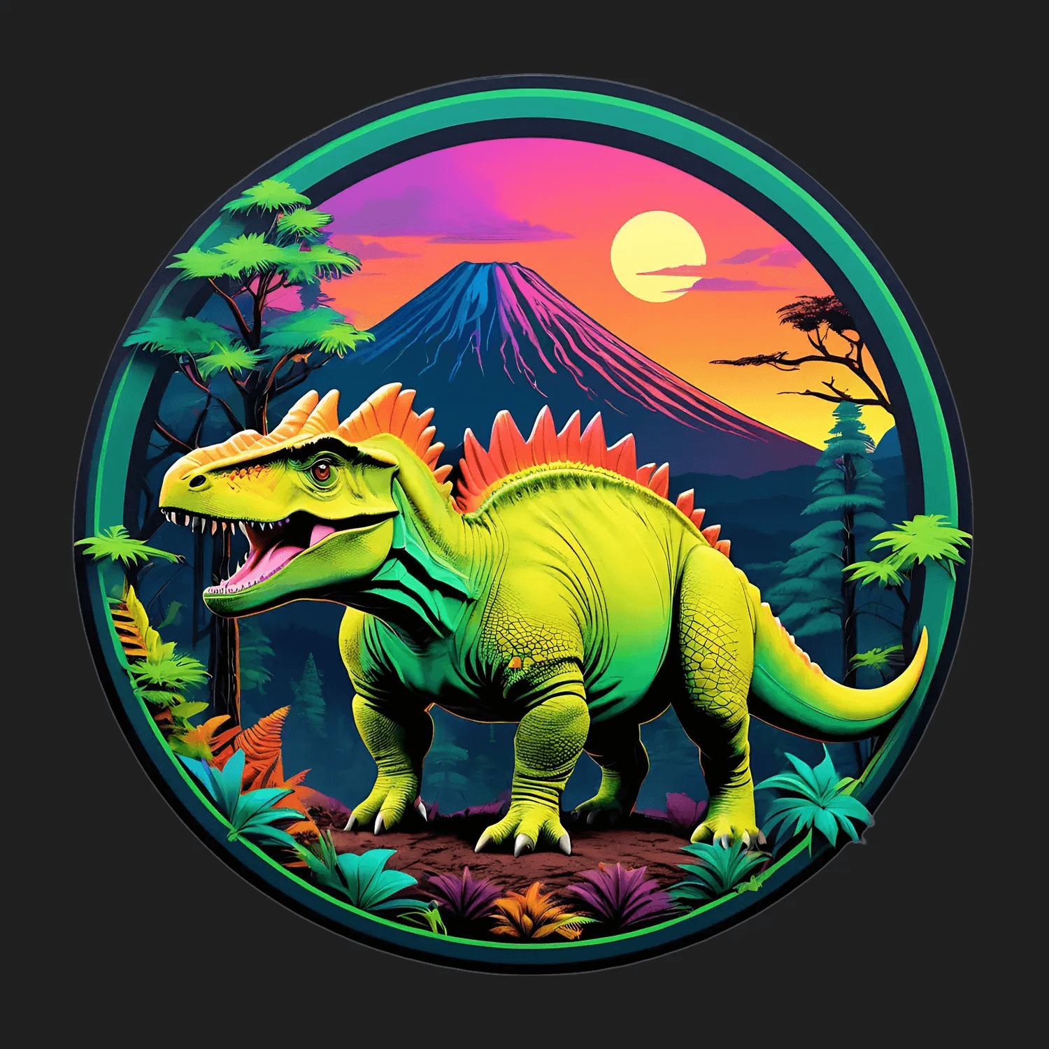 Dinosaur Paradise Sticker - Colorful UV DTF - Heat Press Transfer