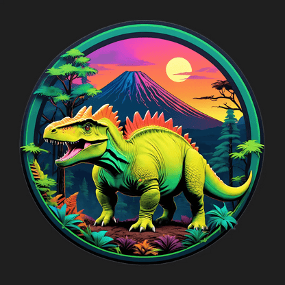 Dinosaur Paradise Sticker - Colorful UV DTF - Heat Press Transfer