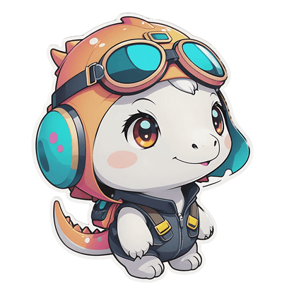 Dinosaur Pilot - Adorable Sticker - Heat Press Transfer
